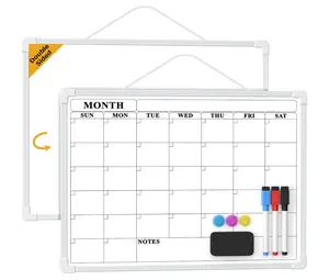 Monthly Whiteboard Calendar for Wall, Small 16" x 12" Dry Erase Board with Plastic Frame, Hanging Dry Erase Calendar for Kitchen Planner, Memo, Office
