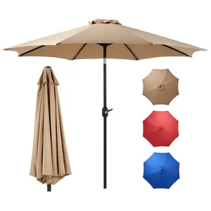 【Deal】SweetFurniture 9FT Outdoor Umbrella: Tiltable and Convenient with Push Button and Crank, 8 Strong Ribs - Perfect for Market, Terrace, Beach