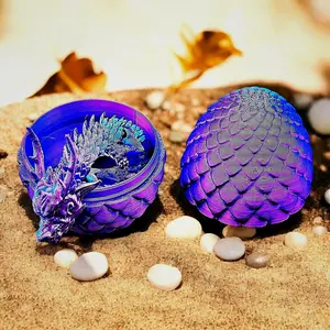 Articulated Dragon Egg Fidget Toy – Color Shifting Blue Purple PLA Dragon
