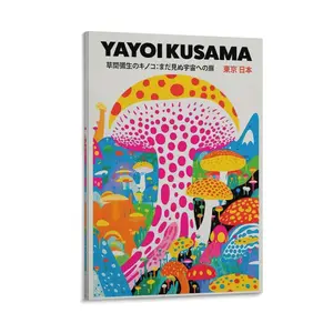 Yayoi Kusama Mushroom Canvas Art—unique Modern Prints for A Bold And Creative Living Room Or Bedroom Vibe. Poster Canvas Wall Art For Bedroom Decor Bar Office Room Decor Gift