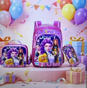 3Pcs K-Pop Witch Hunter Backpack 3PCSSetl 16 Inch Kids School Backpack for GirlsLunch Bag & Pencil Case, 2026 Must HaveBack to School Gift for Teens