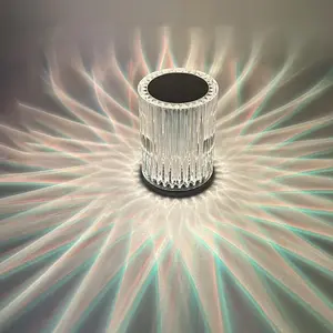 Portable Crystal Table Lamp,3 Color Touch Control Rechargeable Lamp,3-Levels Brightness Room Decor Desk Lamp,Crystal Bedside Lamp,Night Light for Kids Nursery,Bedroom,Dining Room Lamp