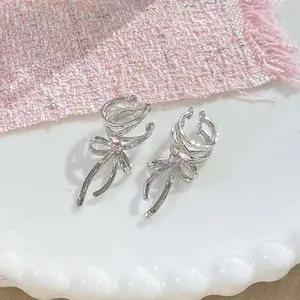 Springtok Y2K zircon ballet bow ear clip opening adjustable women's non-pierced ear jewelry gift