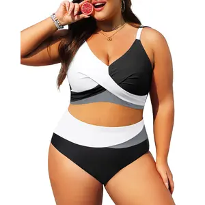 Tempt Me Plus Size Two Piece Swimsuit - Women High Waisted Bikini Set Tummy Control Bathing Suits
