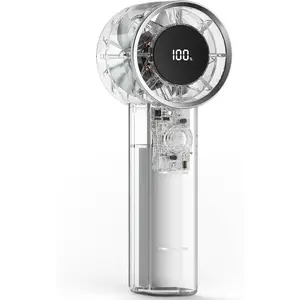 Tripole Portable Fan Mini Handheld Turbo Fan for Travel, 20H Max Cooling Time, 1-100 Speeds Rechargeable Battery Fans with LED Display, Transparent Hand Held & Desk Personal Fans for Outdoor Beach TriPole