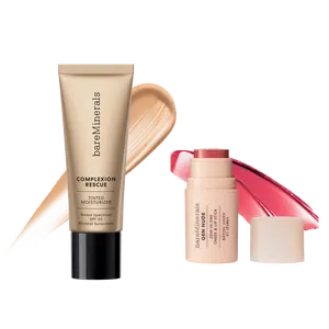 Complexion Rescue Tinted Moisturizer + Gen Nude Dew In One Cheek and Lip Stick Bundle: Lightweight Skin Tint - Blush/Lip Tint stick in one