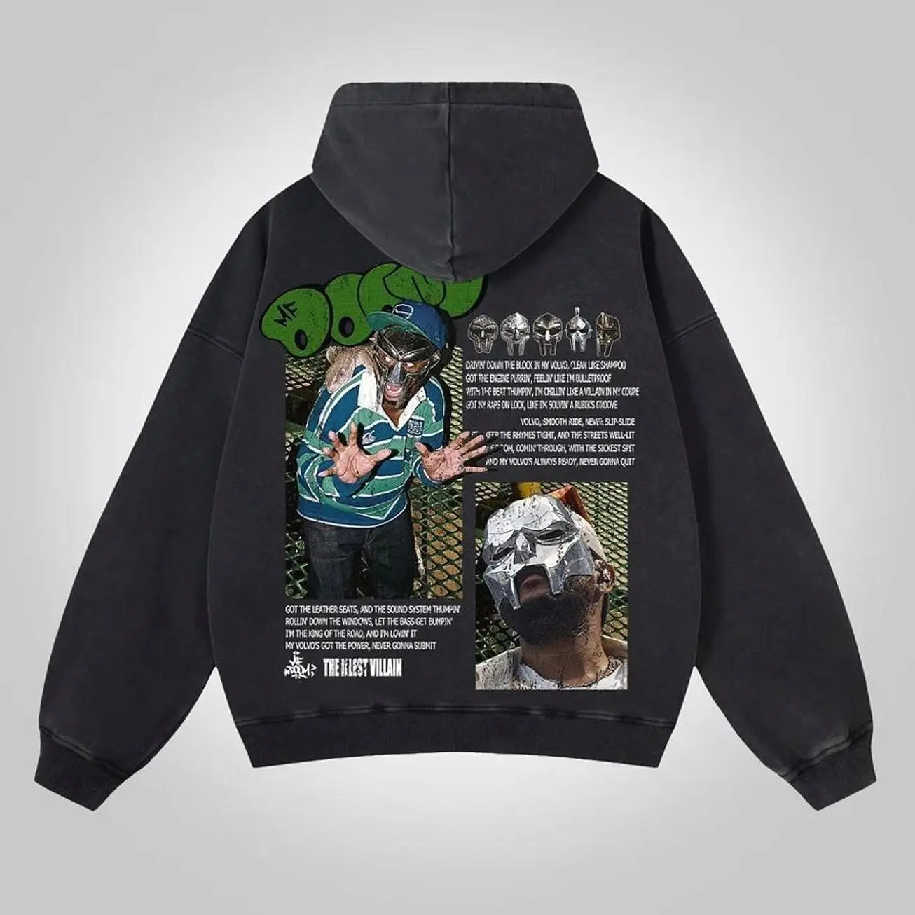 Illest Villain Mf Doom Graphic Washed Zip-Up Hoodie, Oversized Heavyweight Cotton Washed Zip Up Hoodie, Retro Unisex Heavy Cotton Washed Zip Hoodie, Gift For Him, Gift For Her, Streetwear Y2K Top BEU
