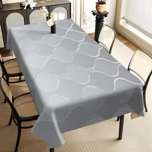 JIT 1pc 2D flat modern silver-gray geometric pattern rectangular tablecloth, suitable for kitchen, living room, and dining room tables, kitchen accessory, party, room & outdoor decorative tablecloth, a tablecloth gift for friends