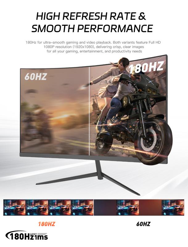 New 24" 180Hz Curved Gaming Monitor FHD 1080P 1ms Response FreeSync Ultra-Thin VESA Ready for PS5 Xbox PC #Black Friday