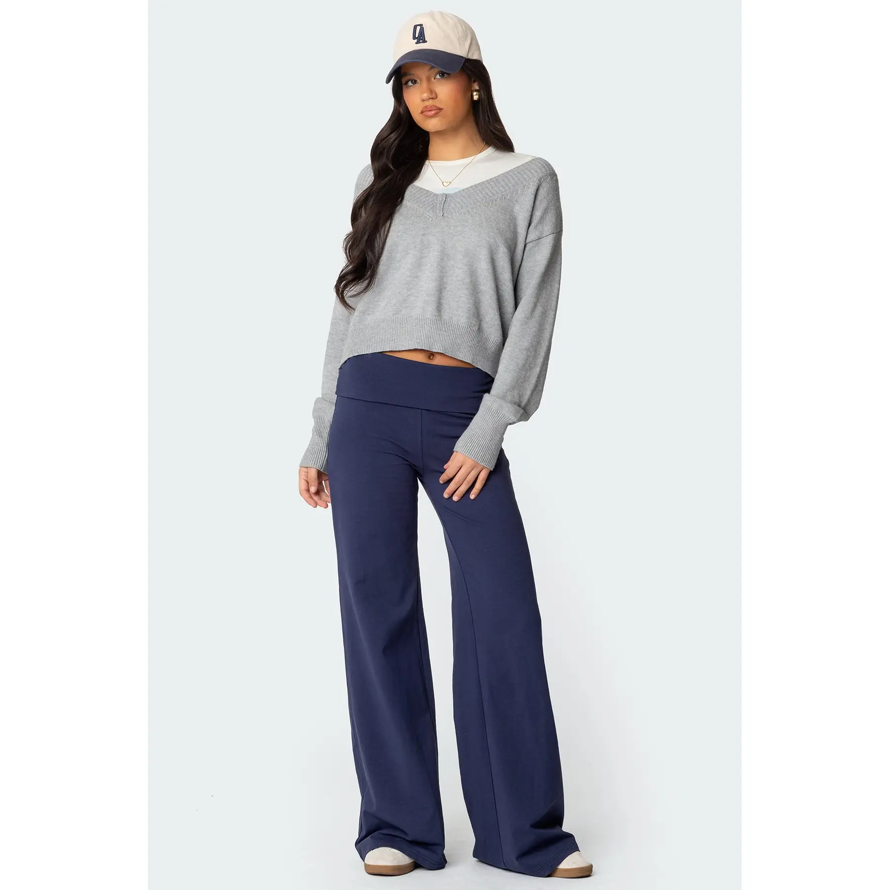Wide Leg Foldover Pants
