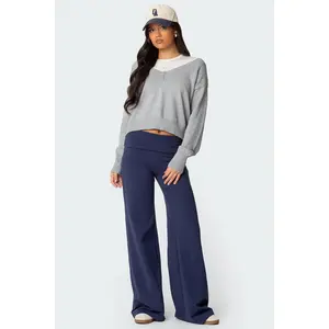 Wide Leg Foldover Pants