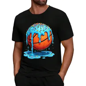 Summer T-Shirt with Ice Cream Drip And Sprinkles for Basketball Enthusiasts