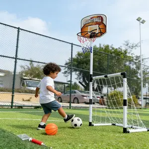 Portable Soccer Goal Kids Toy, 2-In-1 Soccer Basketball Hoop, Indoor Outdoor Family Fun, Precision Shooting Practice, Easter Thanksgiving Gift, Soccer Net