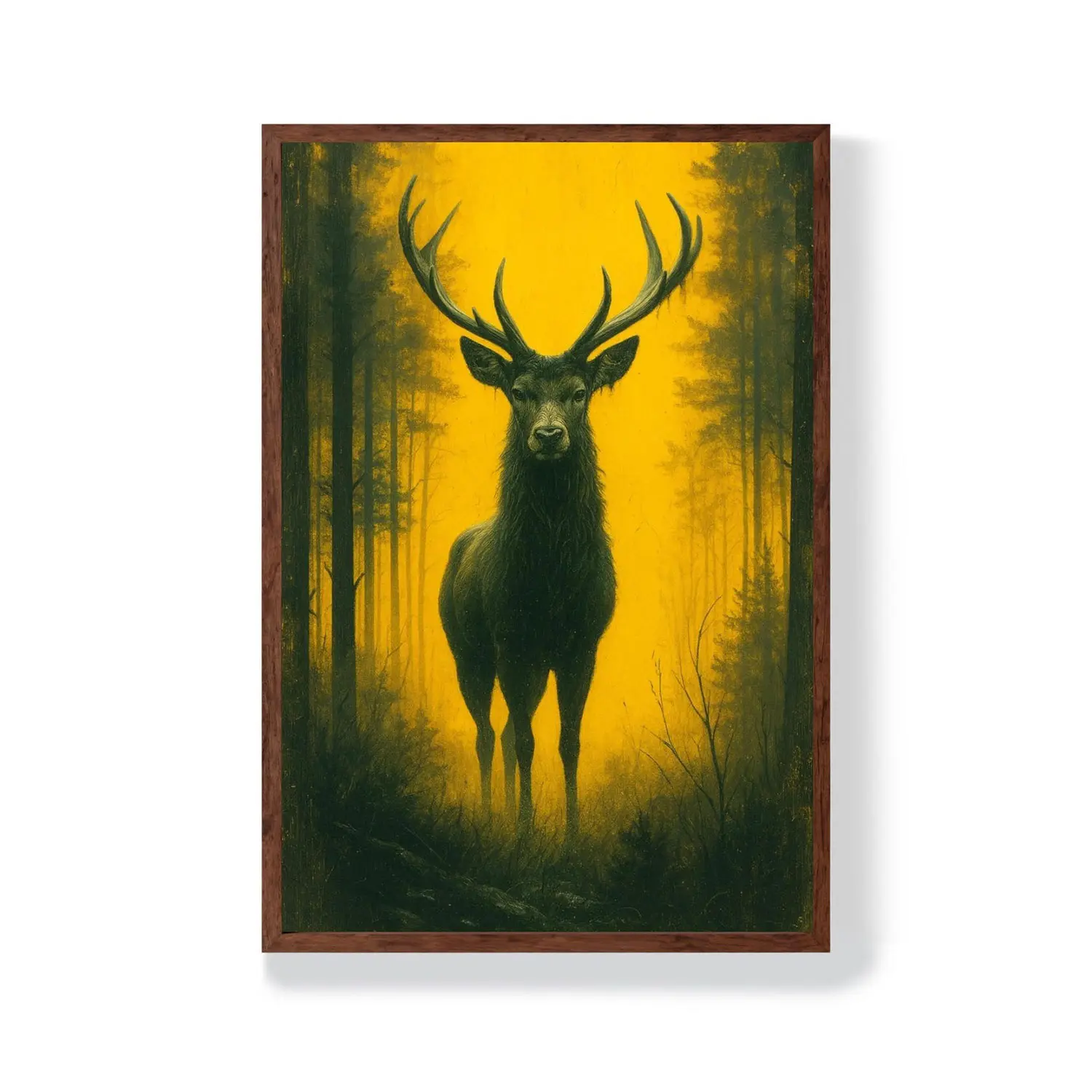Majestic Deer Forest Poster, Golden Sunset Wildlife Wall Art, Rustic Woodland Decor for Hunters, Cabins, Lodges, Nature & Outdoor Lovers