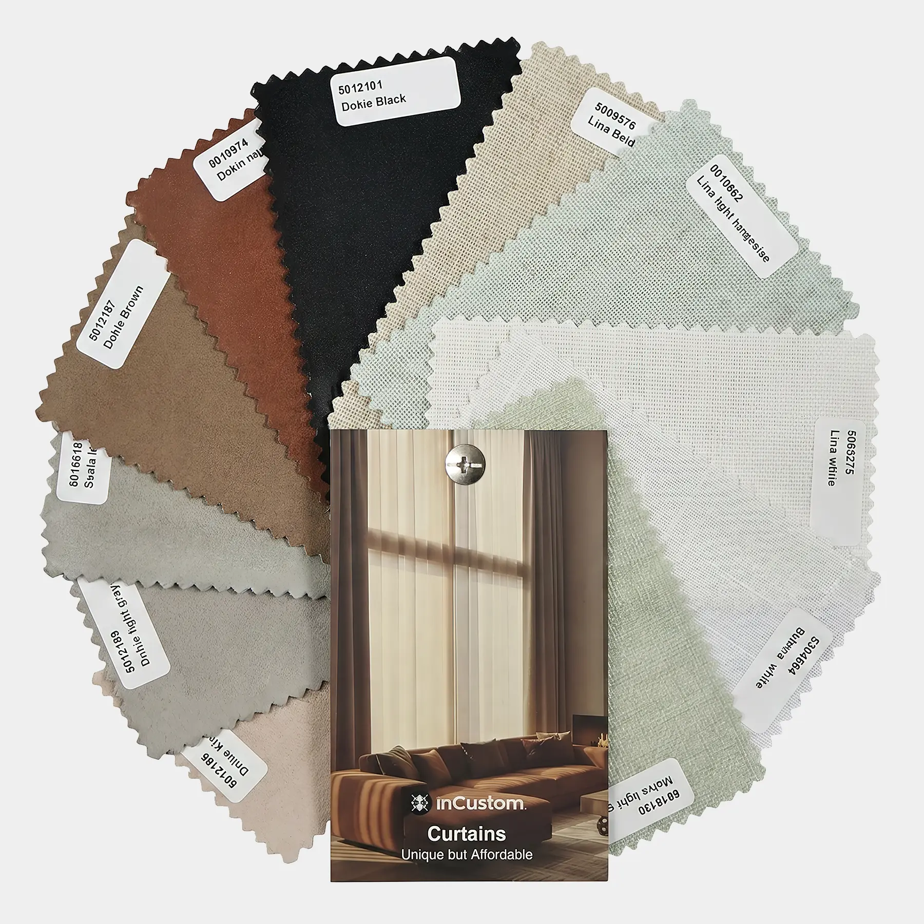 inCustom Curtain Fabric Color Sample, Light Filtering & Blackout Curtain Material Samples, Fabric Swatches for Custom Window Curtains Only Samples, Not Finished Curtains