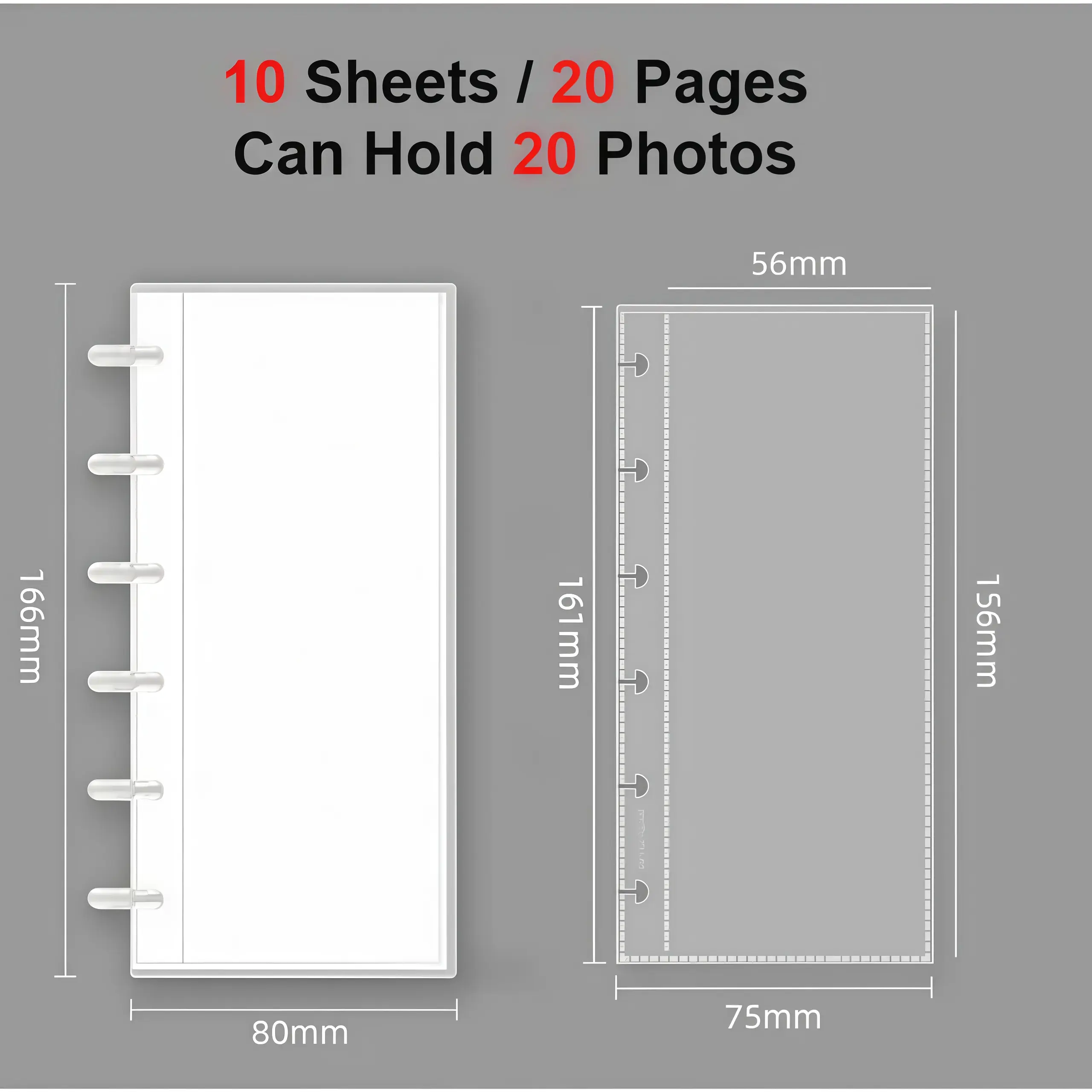 Clear Photo Booth Album for 2x6 Photo Strips, Transparent Photo Booth Frame Book, Wedding Guest Book Alternative, Bookmark Holder, 20 Pages Photo Storage