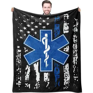 Emergency Medical Technician Gift Blanket 60"X50", EMT/EMS Appreciation Gifts for Men Or Women, EMS Week Present Blanket, First Responder Thank You Gift Throws
