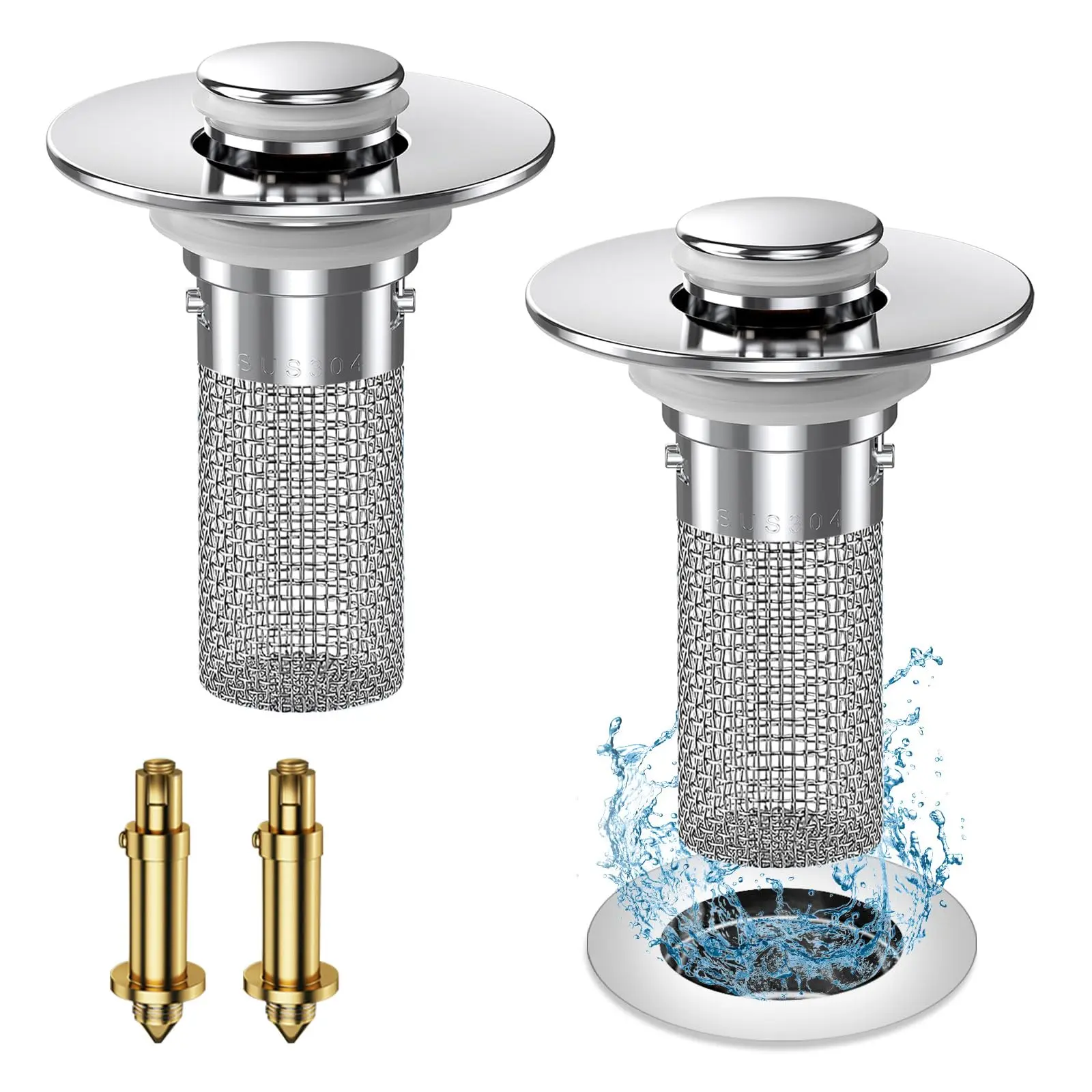 Durable Stainless Steel Hair Catcher Drain Strainer Basket, Anti Clogging Drainage Tub Drain Cover, Universal Fit for US Bathroom Sinks Bathtubs, Modern Bathroom Accessories Strainer Bathtub Accessories