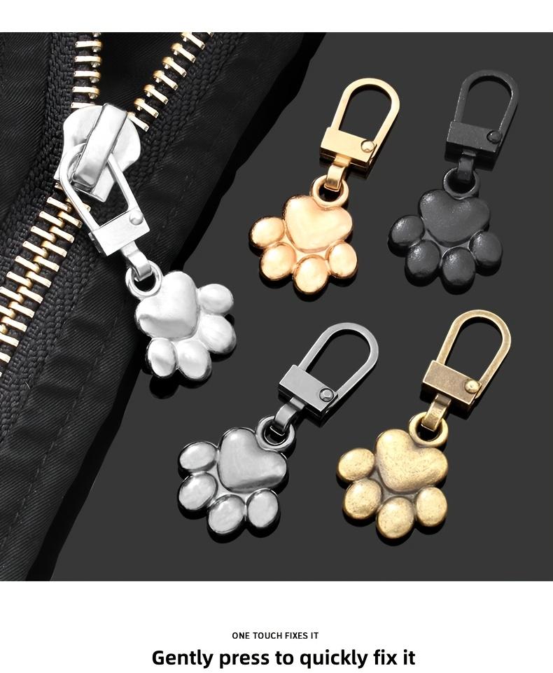 5pcs Cat Claw Metal Zipper Head Pull Tab Detachable Clothes Luggage Jacket Replacement Additions Zipper Head Pendant Repair Artifact
