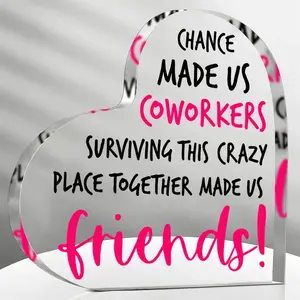 Heart-Shaped Office Decoration, Heart Plaque, Acrylic Workplace Friendship Souvenir, Perfect Gift for Farewell, Birthday, Promotion, Wedding, Christmas