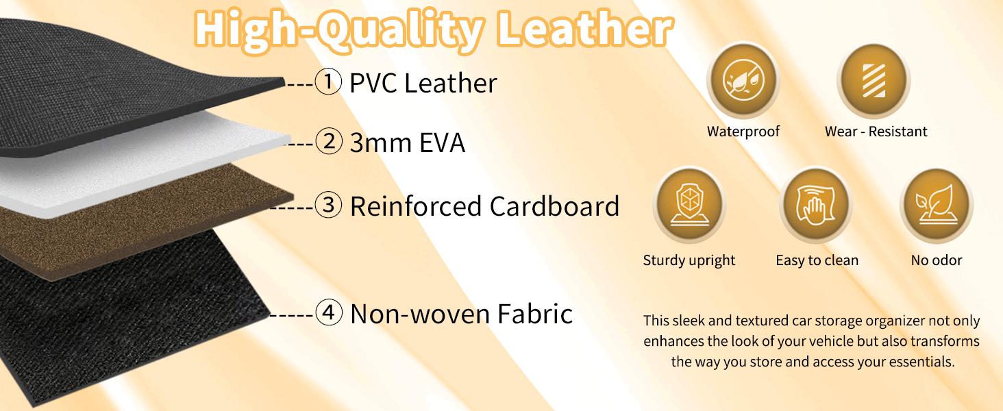 Trunk Organizer for SUV, Collapsible Leather Trunk Organizer for Car with Lid Car Storage for Sedans, Truck, Van, Jeep (Black, 37 x 11.4 x 12.2in)