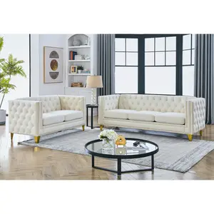 Aobtkel®3-seater + 2-seater Combination sofa.BEIGE VELVET
