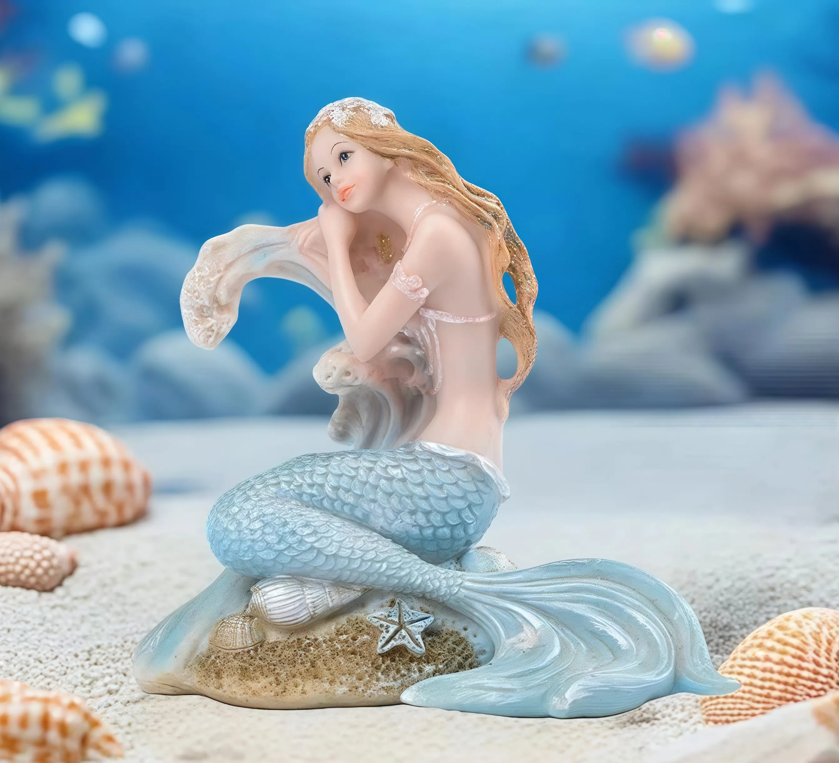 Hand-painted resin mermaid statue - Multi-functional indoor and outdoor decoration, suitable for home, office and garden - Perfect Thanksgiving gift, marine-themed home decoration  Sculpture Ornaments Pink Decorative mannequin head