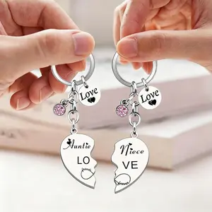 New Auntie & Niece Matching Keychains, Love Heart Puzzle Keychain Set, Meaningful Gift for Aunt and Niece, Birthday, Family Gift