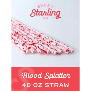 Blood Splatter 40 oz Reusable Straws- Wide Fit