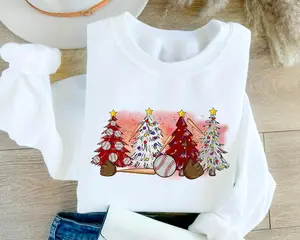 Christmas Baseball Tree Sweatshirt, Christmas Tree Sweatshirt, Baseball Sweatshirt,Baseball Lover Gift, Winter Sweater,Christmas Sweatshirt