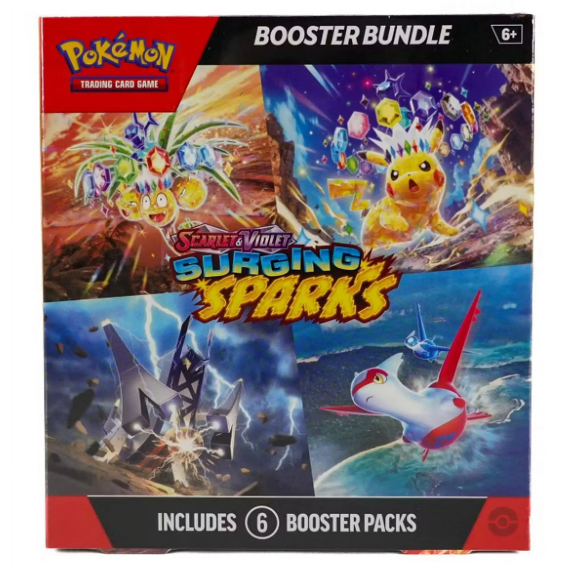 Pokémon TCG Scarlet & Violet Surging Sparks Collectible Cards - Authentic Sealed TCG Booster Box with 6 Sealed Booster Packs, Expansion Booster Box