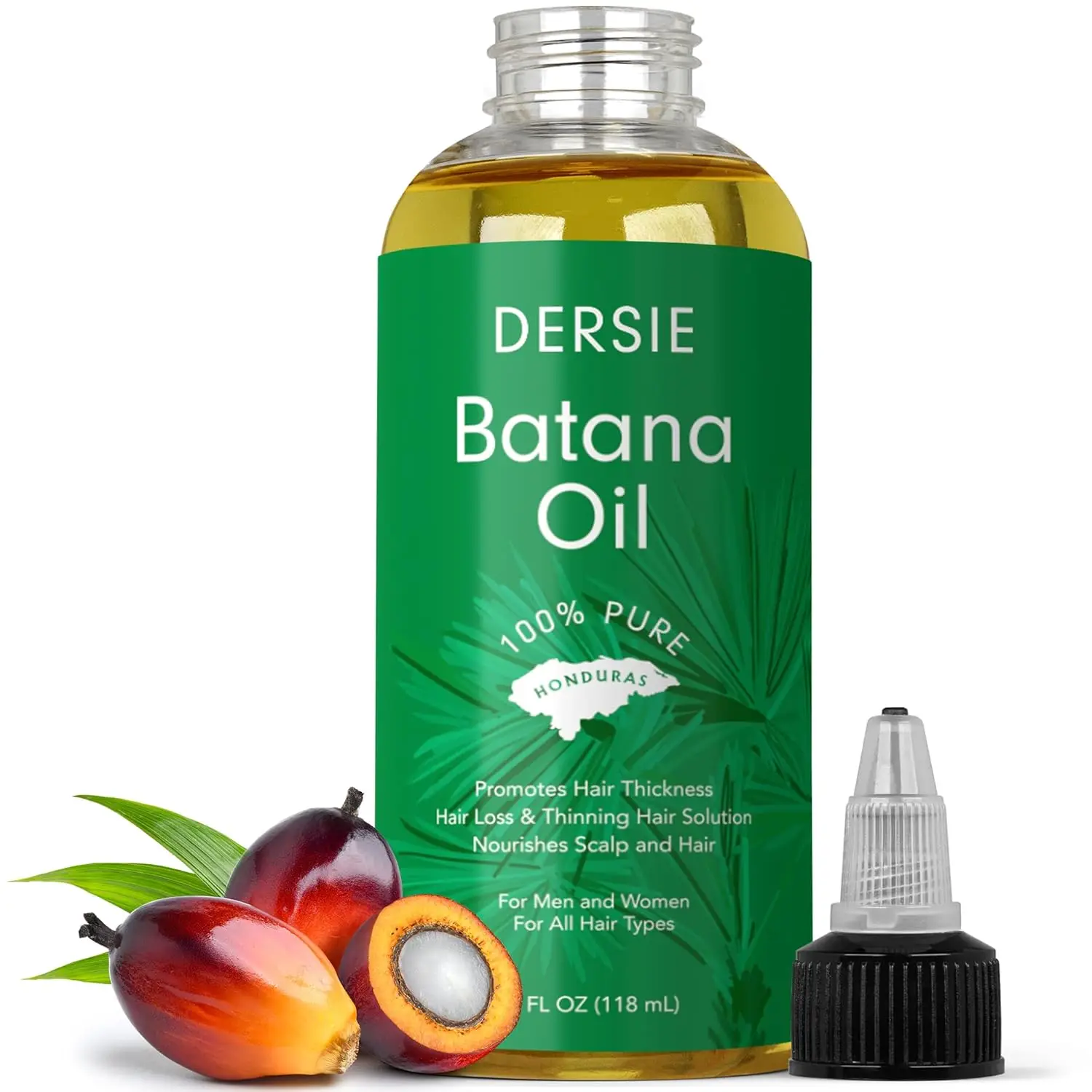 Dersie Batana Oil for Hair Growth: Dr Sebi Organic Raw Batana Oil from Honduras - 100% Pure & Natural - For Thicker & Stronger Hair - 4 FL OZ