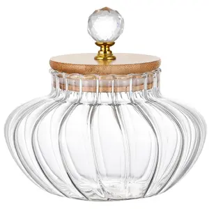 25 OZ Glass Cookie Jars with Lids Decorative Coffee Candy Canisters Halloween Pumpkin Shaped Food Storage Jar with Bamboo Lids Kitchen Jars for Nuts Spice Beans Tea Snack