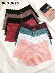 Women's Lace Floral Butterfly Knot Underwear Set, Cute Design Fit Women's Soft Comfy Fashion Panties, Comfortable, Stylish & Elegant Ladies Lingerie Collection