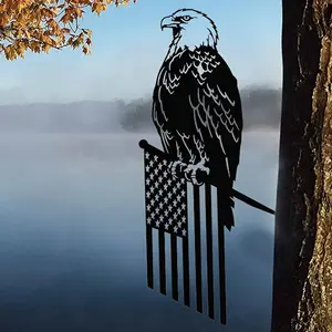 Eagle with American Flag Design Hanging Decor, Outdoor Garden Decor, Garden Decor, Home Decor, Outdoor Decor, Garden Supplies