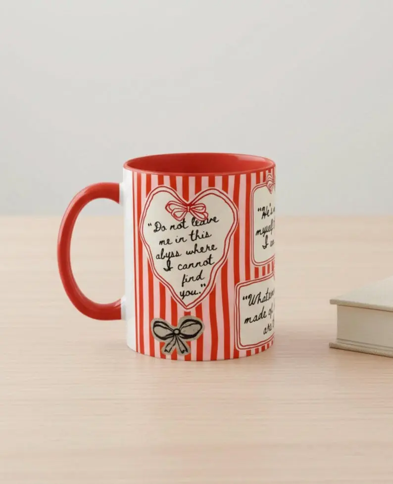 Wuthering Heights mug Emily Bronte Gothic Romance quotes coffee mug Bookish Reader Gift, Heathcliffe Book Club Literary Dark Academia Gifts