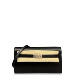 Pre-owned HERMÈS Leather small leather goods Hermes Kelly To Go Wallet Box 89 Noir (wz022726a2)
