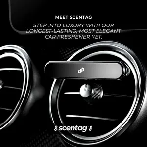 Car Air Freshener - Car Fragrance Deodorizer with Ceramic Diffuser Stone, Aluminum Alloy with Magnetic Top Cover, Air Vent Clip - Long Lasting Scent, Natural Essential Oils