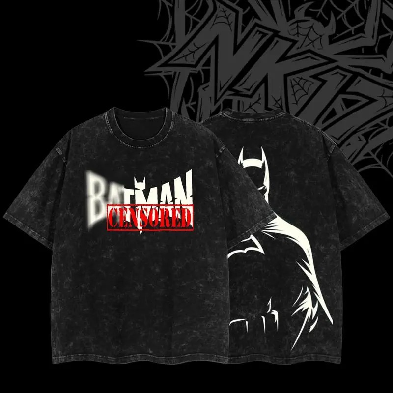 Laughing Bat Dark Knight Vintage Washed T-Shirt | Evil Gotham Comic Graphic Tee | Dark Hero Streetwear Oversized Shirt