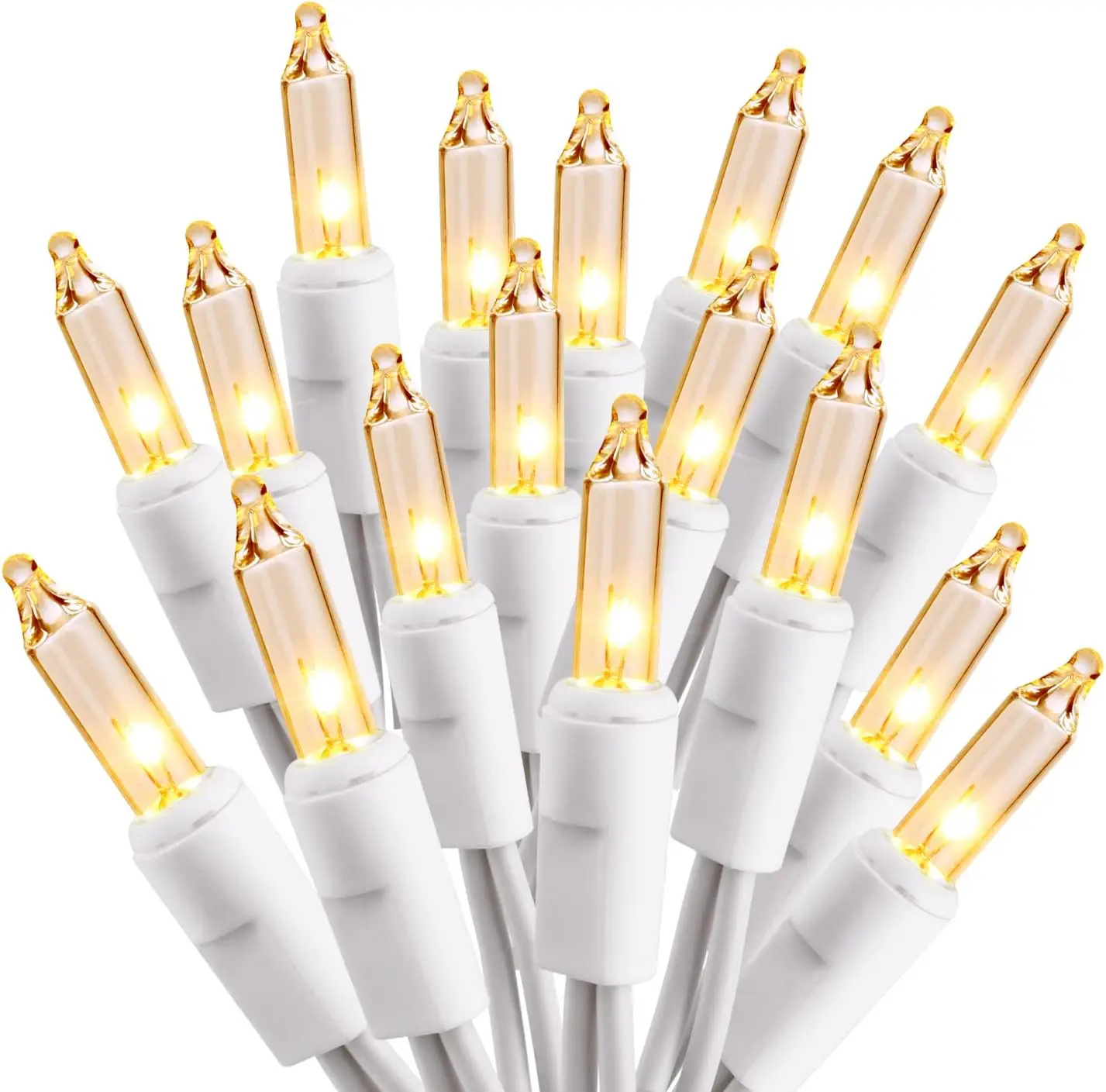 Brizlabs Incandescent Christmas Lights, Clear Christmas Mini Lights Connectable, 120V UL Certified Indoor Warm White String Lights for Bedroom Party Patio Outside Decor, White Wire