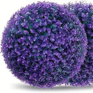 Two Sets Of Eucalyptus Ball Artificial Outdoor Decorations, Purple-simulated Eucalyptus Decorative Balls, Artificial Plant Balls, Round Artificial Plant Balls, Suitable For Front Door, Porch, Backyard And Home Decoration Purposes.