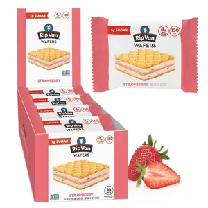 Rip Van Strawberry Keto Wafer Cookies - 16 Count Healthy Vegan Snacks - Non GMO, Low Sugar (1g) - 16 Count