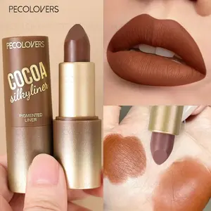 1PC Brown Tube Lipstick, Matte Lip Gloss, Long-lasting Waterproof, Non-stick Cup, Red and Nude Colors, High Pigmentation Lipstick, Lip Cosmetics