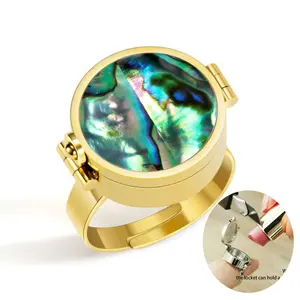 2026 New Collapsible Lipstick Ring Titanium Steel Stainless Steel Adjustable Ring with Abalone Shell Design Valentine's Gifts for Girlfriend Women Jewelry birthday gifts for gf Elegant Ring Fashion Rings