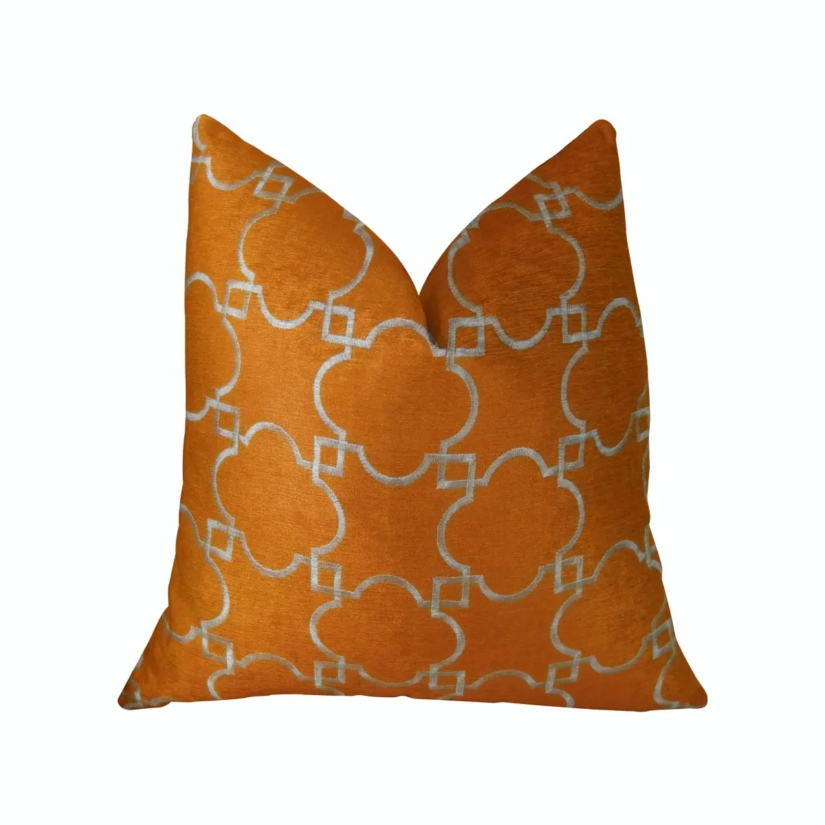 Plutus PBRAZ176-1818-DP Nadiya Geometric Print Orange & White Flax Handmade Luxury Pillow, 18x18 in, Double Sided, Invisible Zipper, Dry Clean Only, No