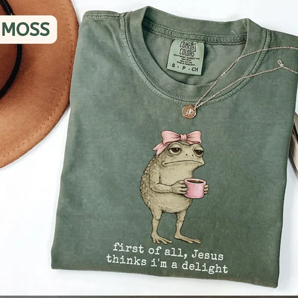 Christian Frog Shirt, Jesus Thinks I'm A Delight, Garment-Dyed Tee