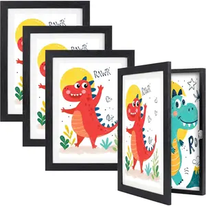 4 Pack  Art Frames,  Artwork Frames Changeable, 8.5 x 11 Inch  Art Projects  Art Frame Front Opening Picture Display Frame Holds 150 Drawings, Black