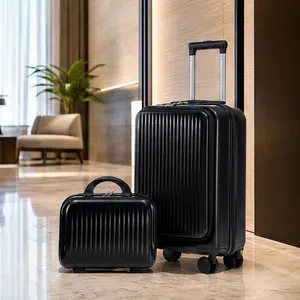 ARCH 14-Inch/20-Inch 2-Piece ABS Spinner Luggage Set with Front-Opening Cosmetic Case and Combination Lock, Hard Shell Travel Suitcase with Telescopic Handle, Multiple Color Options, for Weekend Trips and Business Travel, ABS Material