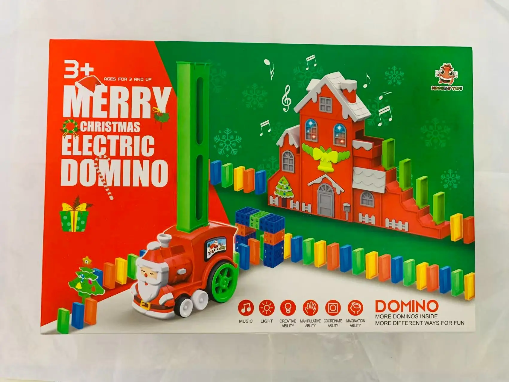 Domino Train Set for Kids, Creative Building Blocks, Unisex Educational Toy, Halloween Christmas Gift, Ages 3+