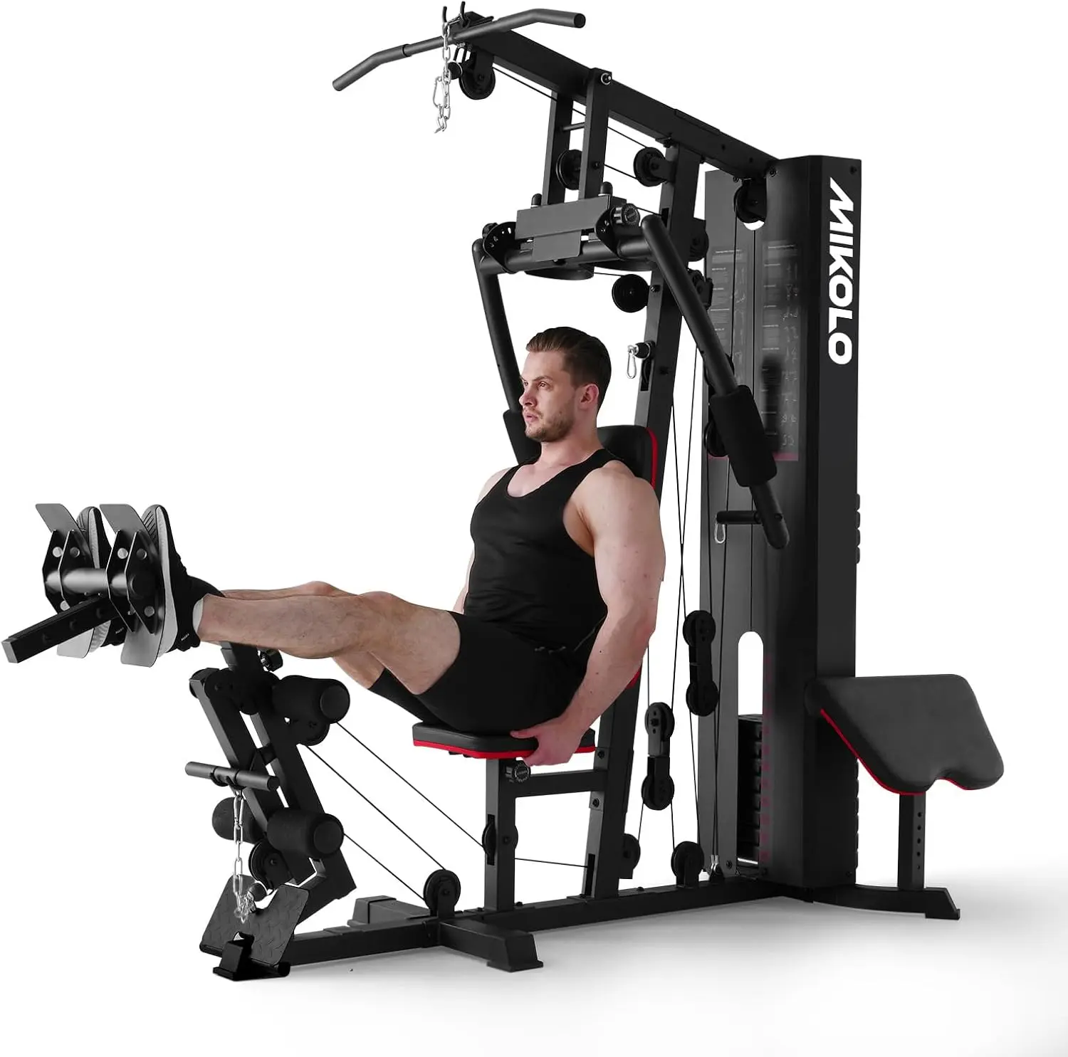Mikolo Home Gym, Workout Station with 152LBS Weight Stack, Multifunctional Home Gym Equipment, Exercise Equipment for Full Body Strength Training